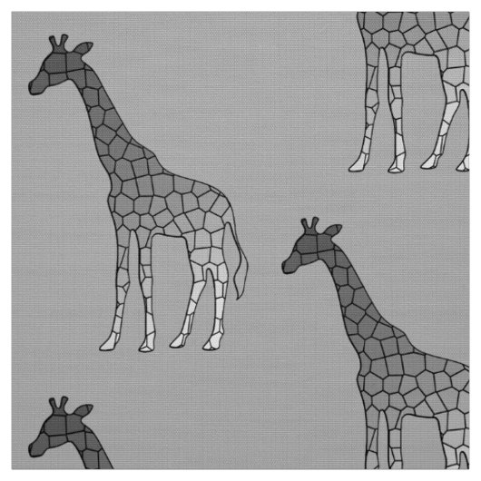 Moderne geometrische Giraffe, Silbergrau/Grau Stoff (Muster)