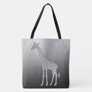 Moderne geometrische Giraffe, Silbergrau/Grau Tasche
