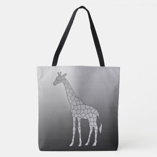 Moderne geometrische Giraffe, Silbergrau/Grau Tasche (Vorderseite)