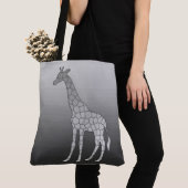 Moderne geometrische Giraffe, Silbergrau/Grau Tasche (Von Nahem)