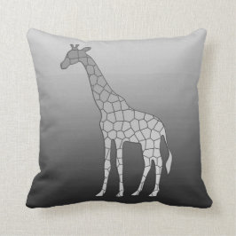 Moderne geometrische Giraffe, silbernes Grau/Grau Kissen