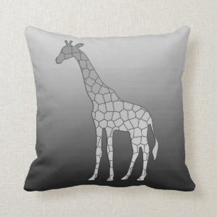Moderne geometrische Giraffe, silbernes Grau/Grau Kissen