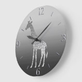 Moderne geometrische Giraffe Silver Gray / Grau Große Wanduhr (Winkel)