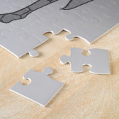 Moderne geometrische Giraffe Silver Gray / Grau Puzzle (Seite)
