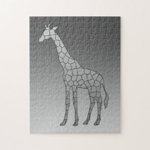 Moderne geometrische Giraffe Silver Gray / Grau Puzzle