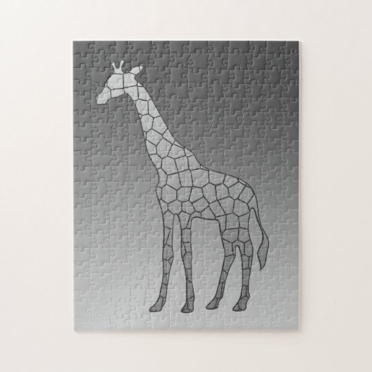 Moderne geometrische Giraffe Silver Gray / Grau Puzzle (Vertikal)