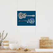 moderne geometrische Gitarrenmusik auf blau Poster (Küche)