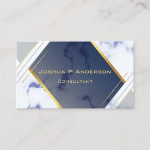 Moderne geometrische Gold-Blau-Marmor Visitenkarte