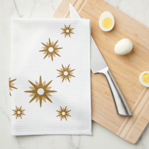 Moderne geometrische Gold-Sternenexplosion im Stil Geschirrtuch