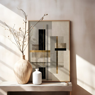 Moderne Geometrische Goldene Abstrakte Kunst Leinwanddruck