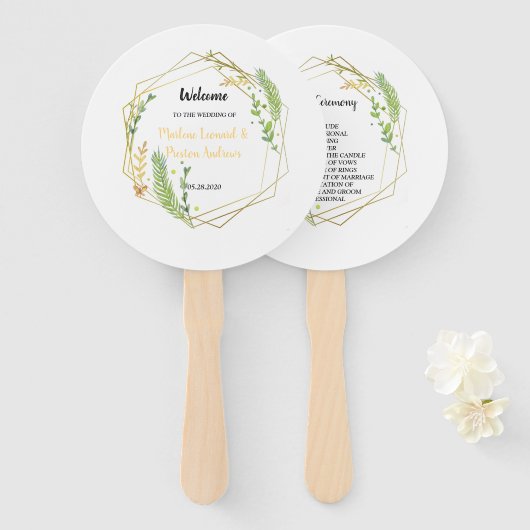 Moderne geometrische goldene Rahmen-Blätter Fächer (Vorne und Hinten)