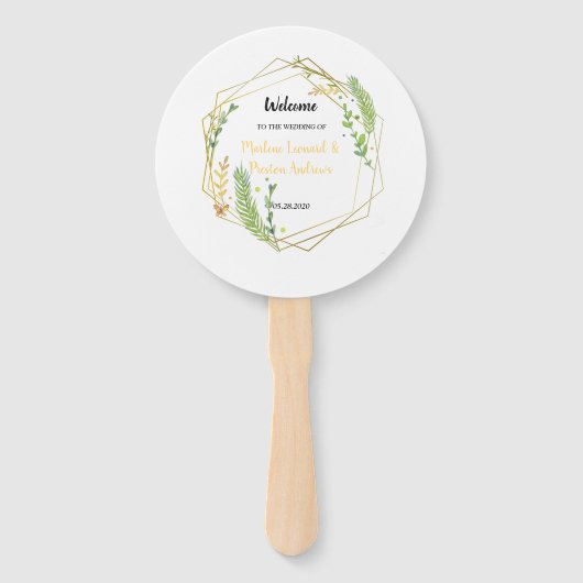 Moderne geometrische goldene Rahmen-Blätter Fächer (Vorderseite)