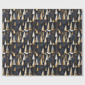 Moderne geometrische Goldene Weihnachtsbäume Geschenkpapier (Flach)