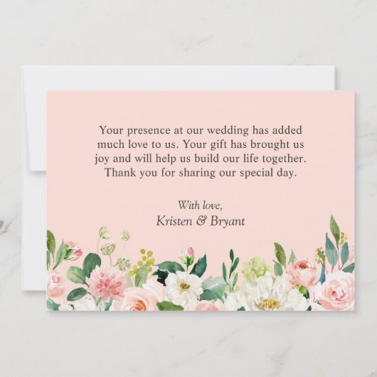 Moderne geometrische Goldrahmen-Blush-Blues-Hochze Dankeskarte (Rückseite)