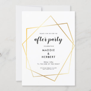 Moderne geometrische Goldrahmen-Hochzeit nach dem Einladung