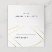 Moderne geometrische Goldrahmen-Hochzeit Platzkarte (Außenseite Aufgefaltet)