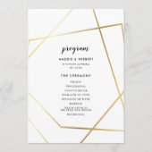 Moderne geometrische Goldrahmen-Hochzeit Programm (Vorderseite)