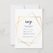 Moderne geometrische Goldrahmen-Hochzeit RSVP Karte (Vorderseite)
