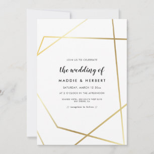 Moderne geometrische Goldrahmen-Hochzeitseinladung Save The Date