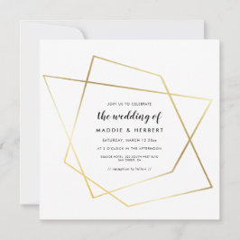 Moderne geometrische Goldrahmen-Hochzeitseinladung Save The Date