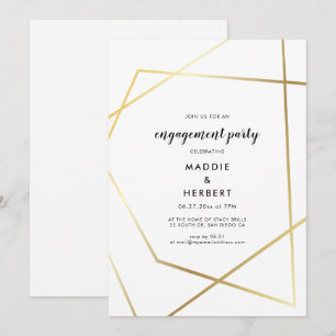 Moderne geometrische Goldrahmen-Hochzeitsparty Einladung
