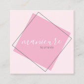 Moderne geometrische Grau- und Rosa Maniküre Quadratische Visitenkarte (Vorderseite)