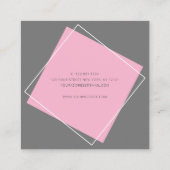 Moderne geometrische Grau- und Rosa Maniküre Quadratische Visitenkarte (Rückseite)