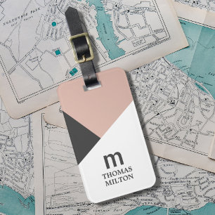 Moderne geometrische graue Imitate Gold Gepäckanhänger