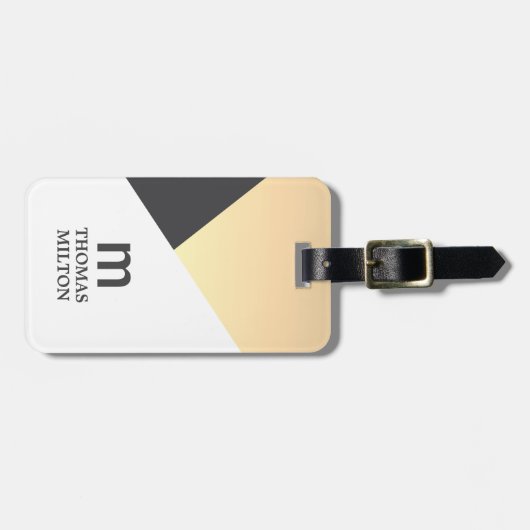 Moderne geometrische graue Imitate Gold Gepäckanhänger (Vorderseite horizontal)