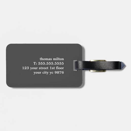 Moderne geometrische graue Imitate Gold Gepäckanhänger (Rückseite horizontal)