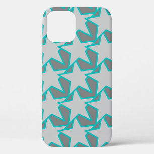 Moderne geometrische, graue und türkisfarbene Ster Case-Mate iPhone Hülle
