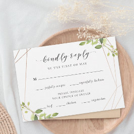 Moderne geometrische Greenerie Hochzeit RSVP Meal  Karte