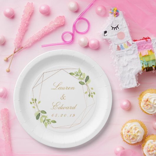 Moderne geometrische Greenerie Personalisierte Hoc Pappteller (Party)