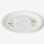 Moderne geometrische Greenerie Personalisierte Hoc Pappteller (Schrägansicht)