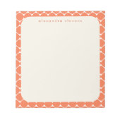 Moderne geometrische Grenze Orange Personalisiert  Notizblock (Vorderseite)