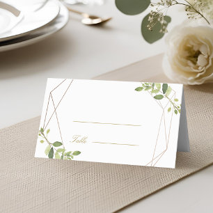 Moderne geometrische Grünpflanzen Hochzeit persona Platzkarte