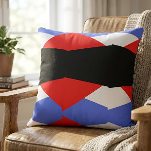Moderne geometrische Harlekin-Muster Rot Blau Schw Kissen