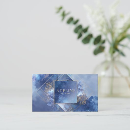 Moderne geometrische Himmelsfarbe Blau Visitenkarte (Stehend Vorderseite)