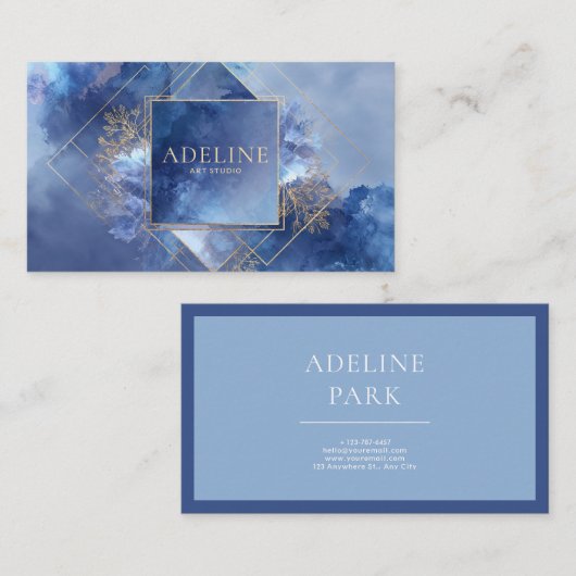 Moderne geometrische Himmelsfarbe Blau Visitenkarte (Vorne/Hinten)
