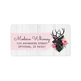 Moderne geometrische Hirsch- und shabby Rosen rust Adressaufkleber