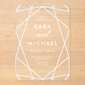 Moderne geometrische Hochzeit Acryleinladungen (Vorderseite)