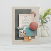 Moderne geometrische Hochzeit Einladung (Stehend Vorderseite)