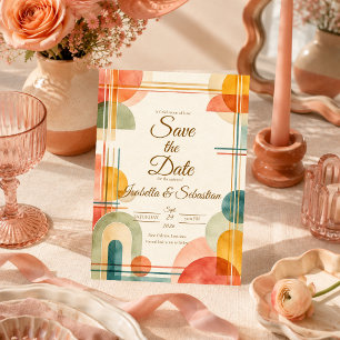 Moderne geometrische Hochzeit im Stil der Mitte de Save The Date