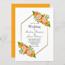 Moderne geometrische Hochzeit in Orange Blues