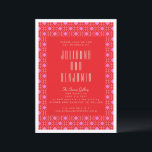 Moderne geometrische Hochzeit in Rot und Rosa Einladung<br><div class="desc">Moderne,  rosa und rosa geometrische Hochzeitseinladung</div>