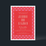 Moderne geometrische Hochzeit in Rot und Rosa Einladung<br><div class="desc">Moderne,  rosa und rosa geometrische Hochzeitseinladung</div>