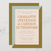 Moderne geometrische Hochzeit mit Licht und Olive Einladung (Vorne/Hinten)