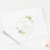 Moderne geometrische Hochzeit Runder Aufkleber (Umschlag)