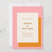 Moderne geometrische Hochzeit spart das Datum Rosa Save The Date (Vorderseite)