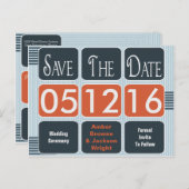 Moderne geometrische Hochzeit speichert das Datum Ankündigungspostkarte (Vorne/Hinten)